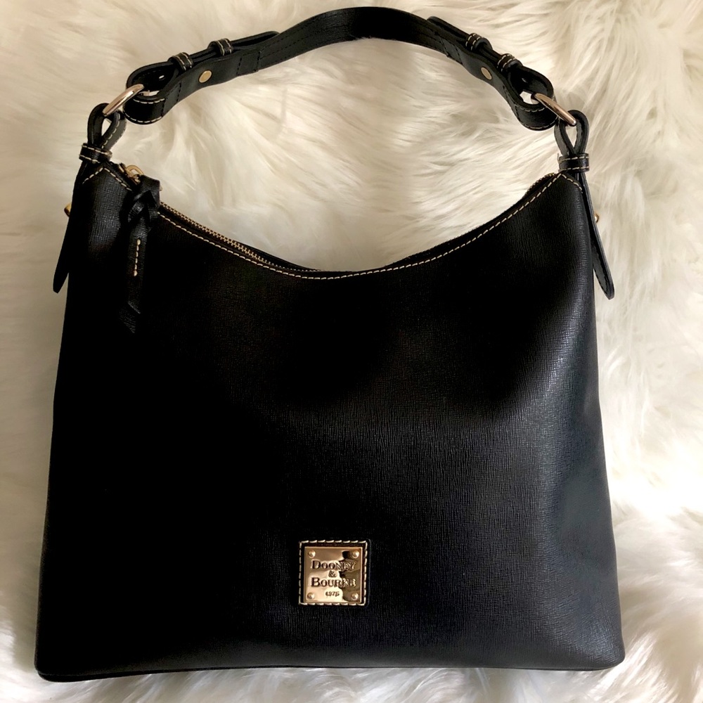 Dooney & Bourke Saffiano Hobo Black Like New